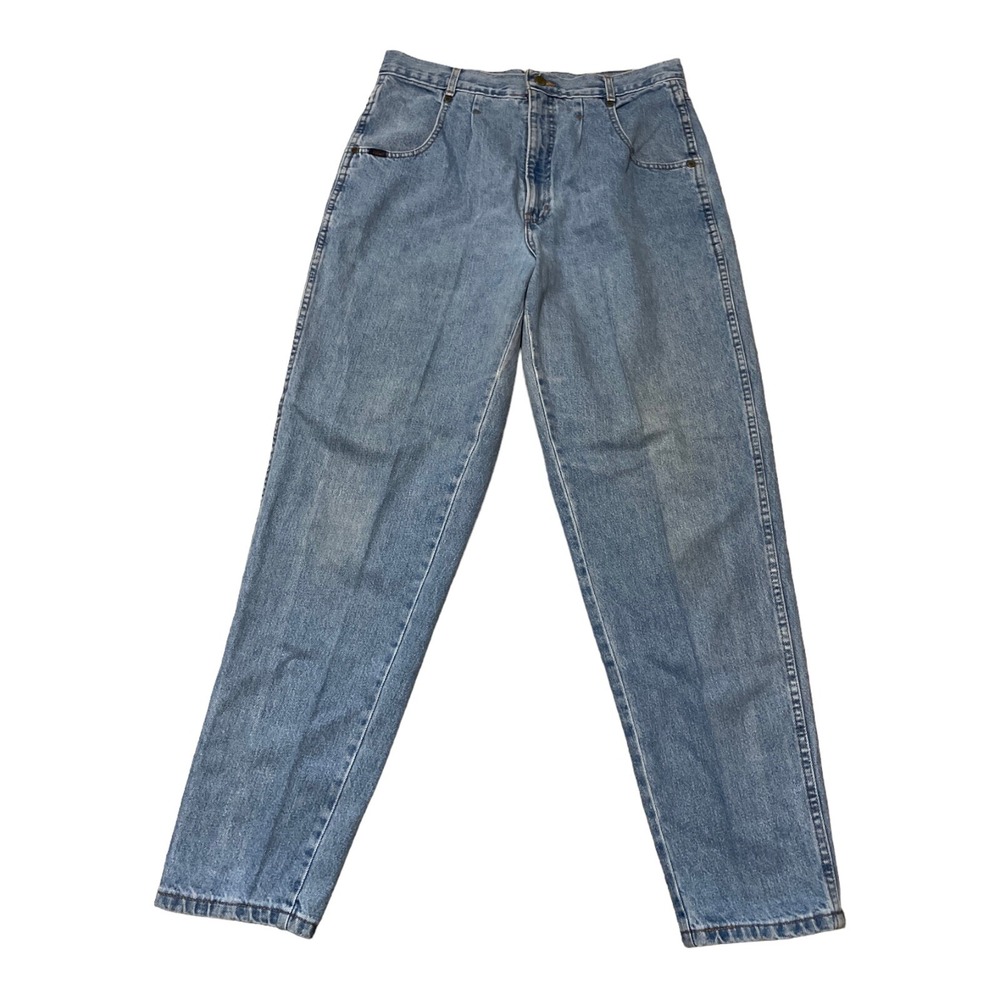 Chic Womens Jeans Size 16 Tall Blue Tapered High Waisted Mom Jeans USA